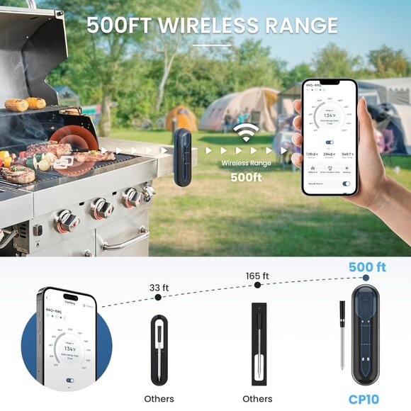 Wireless Meat Thermometer with Four-Clover Probe 500FT Range - Picture 3 of 8